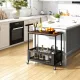 Image 3 for Сервировочный столик-тележка Costway BarCart Roll на колесах 2-ярусный коричневый