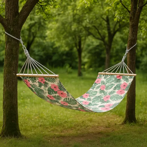 Гамак Jumi Garden тканевый с планкой и чехлом тропик