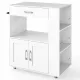Image 9 for Кухонный остров Costway Microwave на колесах со шкафчиком и ящиком белый