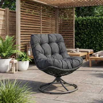 Кресло-кокон садовый вращающийся Di Volio Melia компактный для балкона черный