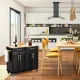 Image 4 for Кухонный остров Costway Chef Kitchen 2D на двойной колесах с деревянной столешницей черный