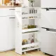 Image 3 for Узкий шкаф-пенал (карго) Costway SpaceSaver на колесиках с розеткой и USB для ниши 20см белый