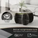 Image 8 for Журнальный столик Costway Clover Base 89см круглый стеклянный с нишей, темный дуб