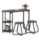 Image 3 for Комплект мебели Costway Boston Bistro Set стол с полками и 2 табурета лофт коричневый