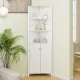 Image 9 for Угловой шкаф-пенал Costway CornerTower напольный с рифленой дверцей белый