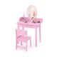 Image 1 for Детский туалетный столик Costway Princess Glow со стулом и розовой LED подсветкой.