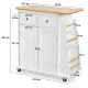 Image 2 for Кухонный остров Costway Rubberwood Kitchen на колесах со шкафчиком и полками белый