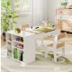Image 3 for Детский набор Costway Fantastik 3 в 1: стол, 2 стулья, мольберт натуральный