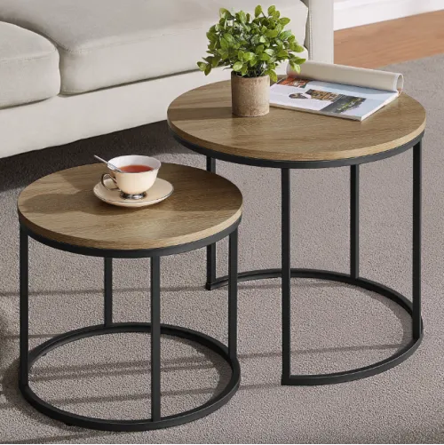 Комплект журнальных столиков Leobert Oreo круглый сонома