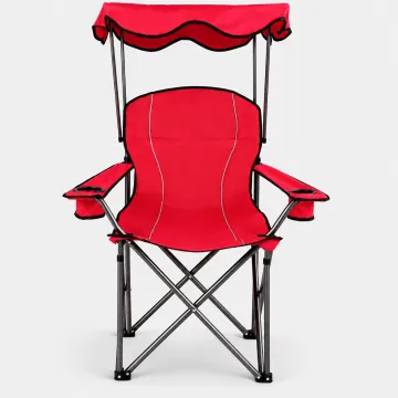 Кресло туристическое раскладное Costway SunChair с навесом красное