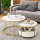 Image 5 for Комплект журнальних столиків Costway Circle Cocktail 2 шт круглі білий мармур