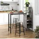 Барный стол со стульями Costway Bistro с держателем винных бокалов серый