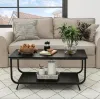 Журнальный стол Costway Marble двухъярусный черный