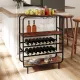 Image 4 for Стеллаж винный Costway Liquor Bar напольный лофт на 16 бутылок с держателем бокалов