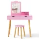 Image 4 for Дитячий туалетний столик Costway Drawers з 2 шухлядами та стільцем рожевий