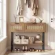 Image 5 for Стол-консоль Costway Stockholm Rattan с полкой в прихожую лофт натуральный