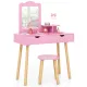 Image 1 for Дитячий туалетний столик Costway Drawers з 2 шухлядами та стільцем рожевий