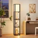 Image 2 for Стелаж-торшер Costway Lumina Duo-Light Pro з комбінованою LED підсвіткою та абажуром на 3 полиці лофт, чорний