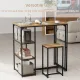 Image 6 for Комплект меблів Costway Brooklyn Counter 3-in-1 барний стіл із полицями та 2 стільцями лофт коричневий