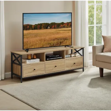 Тумба под телевизор Leobert Kamila в стиле Loft с 3 ящиками натуральный