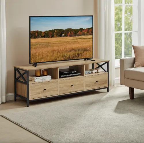 Тумба під телевізор Leobert Kamila в стилі Loft з 3 шухлядами натуральний